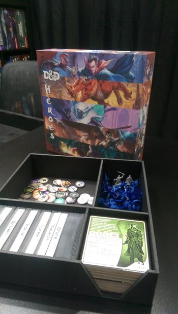 We created a box to store all the heroes so we'd easily be able to select any hero from any of the sets no matter which game we pulled off the shelf to play.